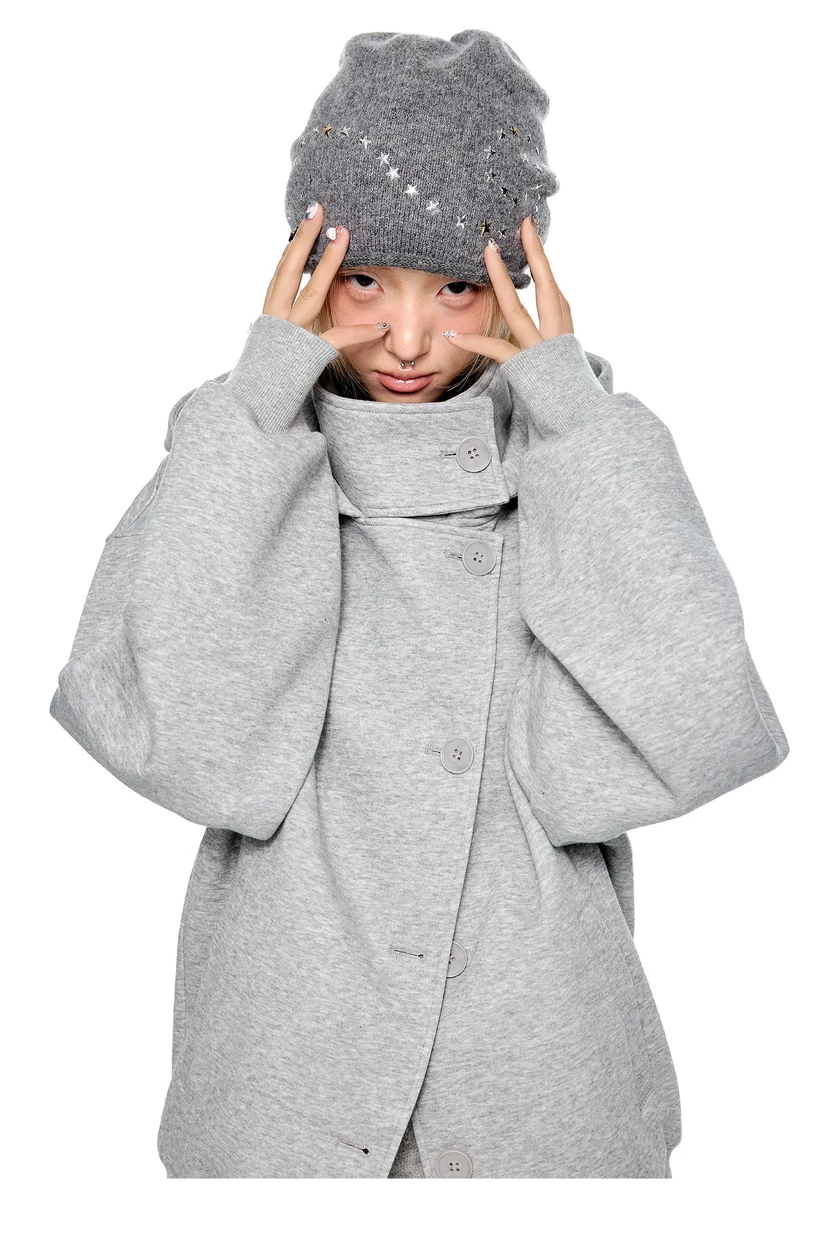 EZEK | Preppy Hooded Wool Blend Jacket with Button Front