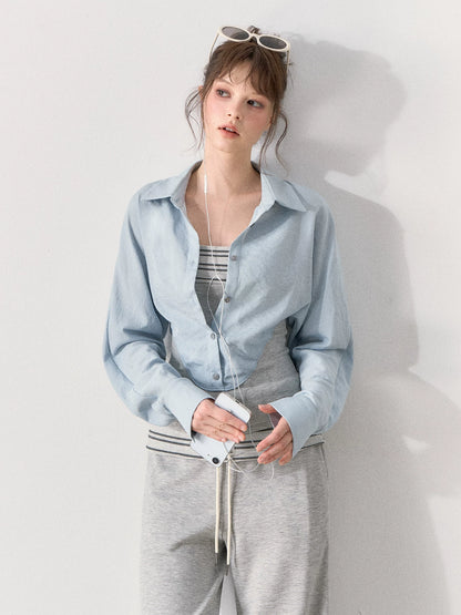 [TMMG] "Effortless Relaxed Style" — Faux-Layered Shirt & Knit Cuffed Pants Set