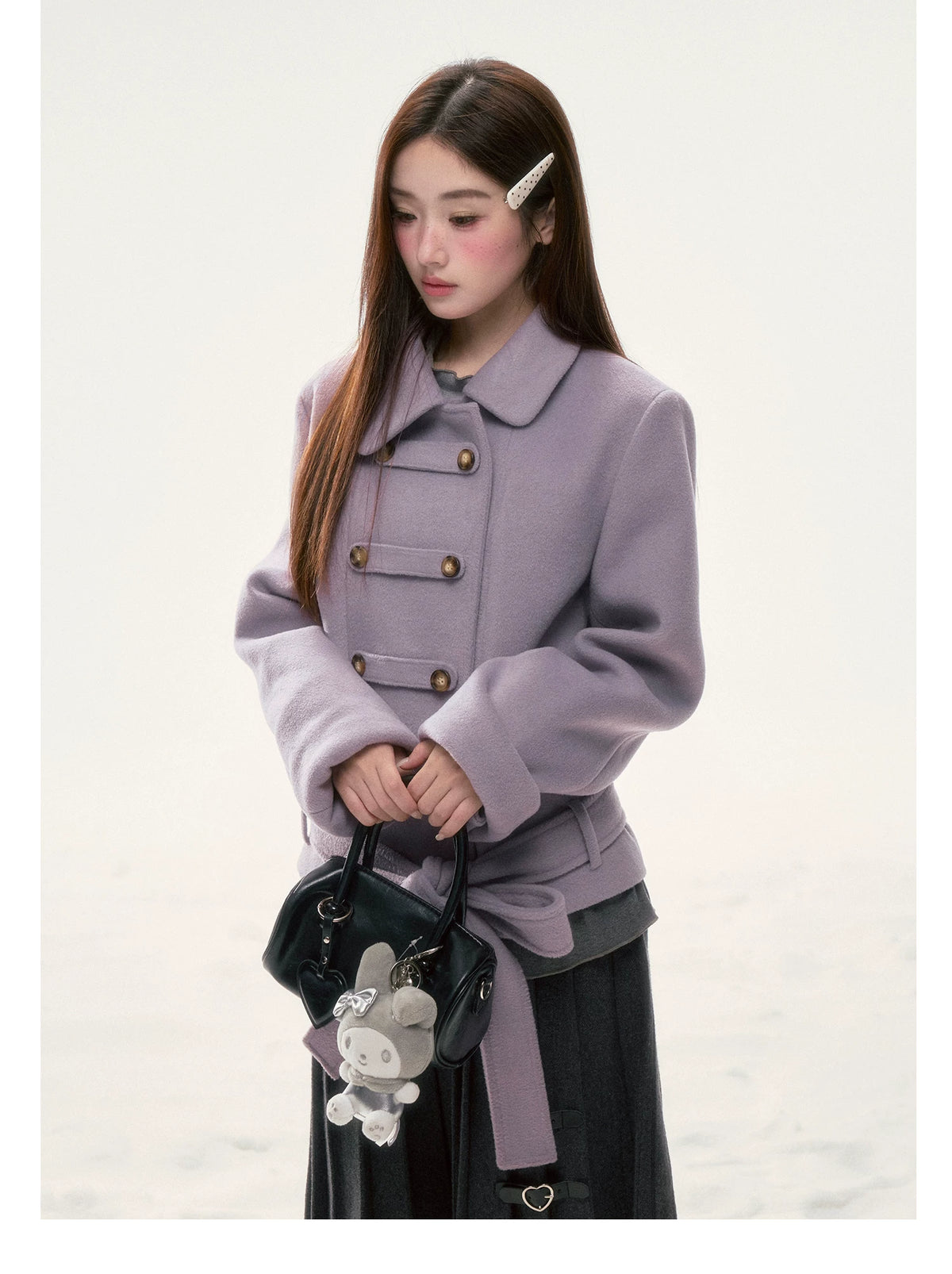 BIBIBENCY - Purple Napoleon Wool-Blend Coat