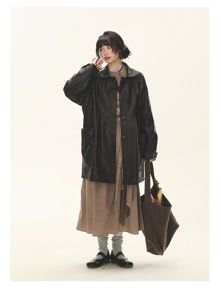 "Cream Cocoa" Cream Cocoa Ruched Bow Pinafore Maxi Dress