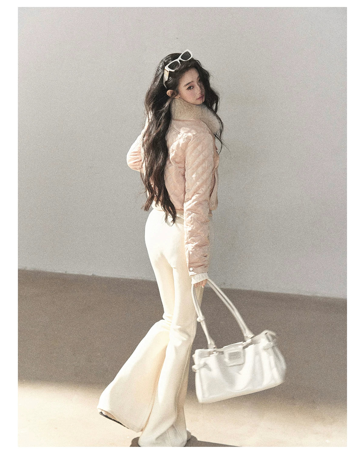 AOMALM - Cinnamon Pink 90% White Duck Down Cropped Puffer Jacket