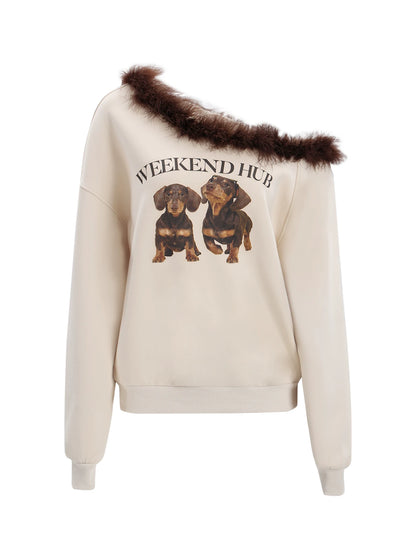 "Cozy Departure" Apricot Off-Shoulder Sweatshirt