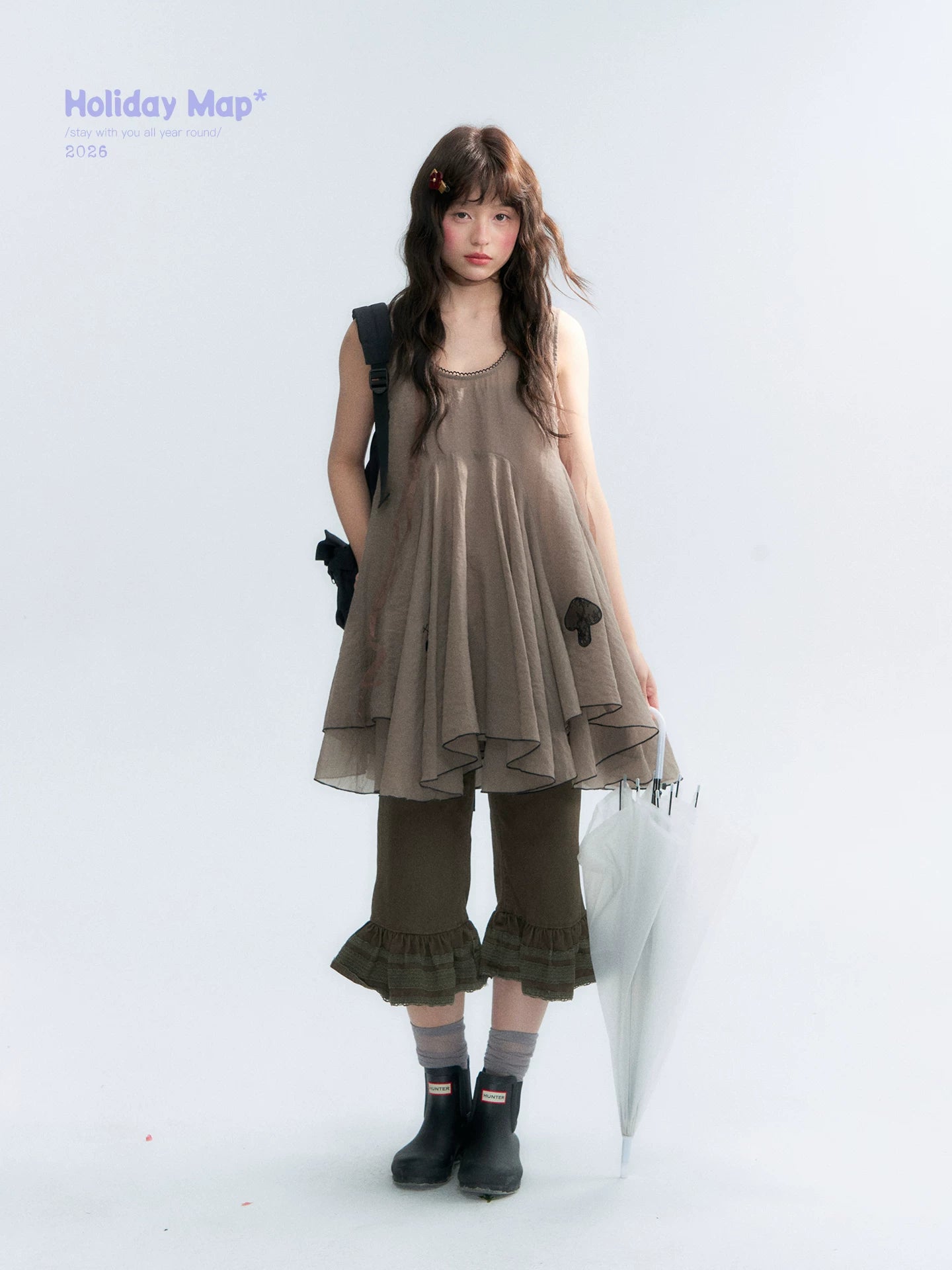 "Forest Cocoa" Dark Coffee Green Flare Capri Pants