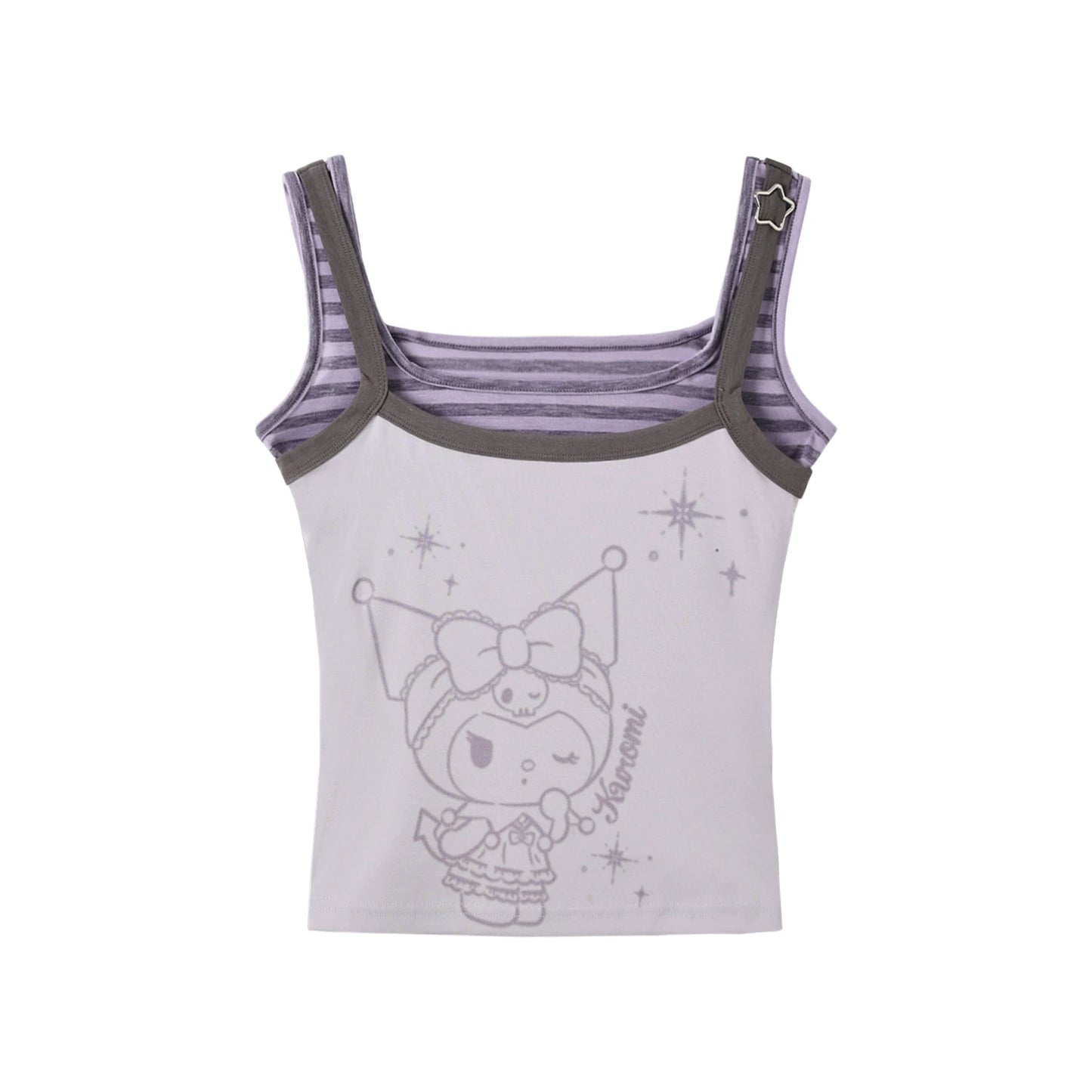 170726K "Twilight Rebel" Gray Purple Layered Summer Collection (Layered Cami Top / Casual Shorts)