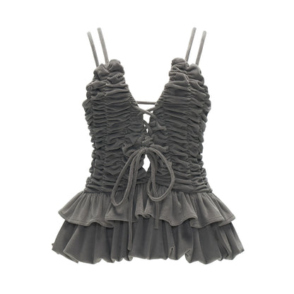 Ruched Ribbon Corset Cami Set WE995