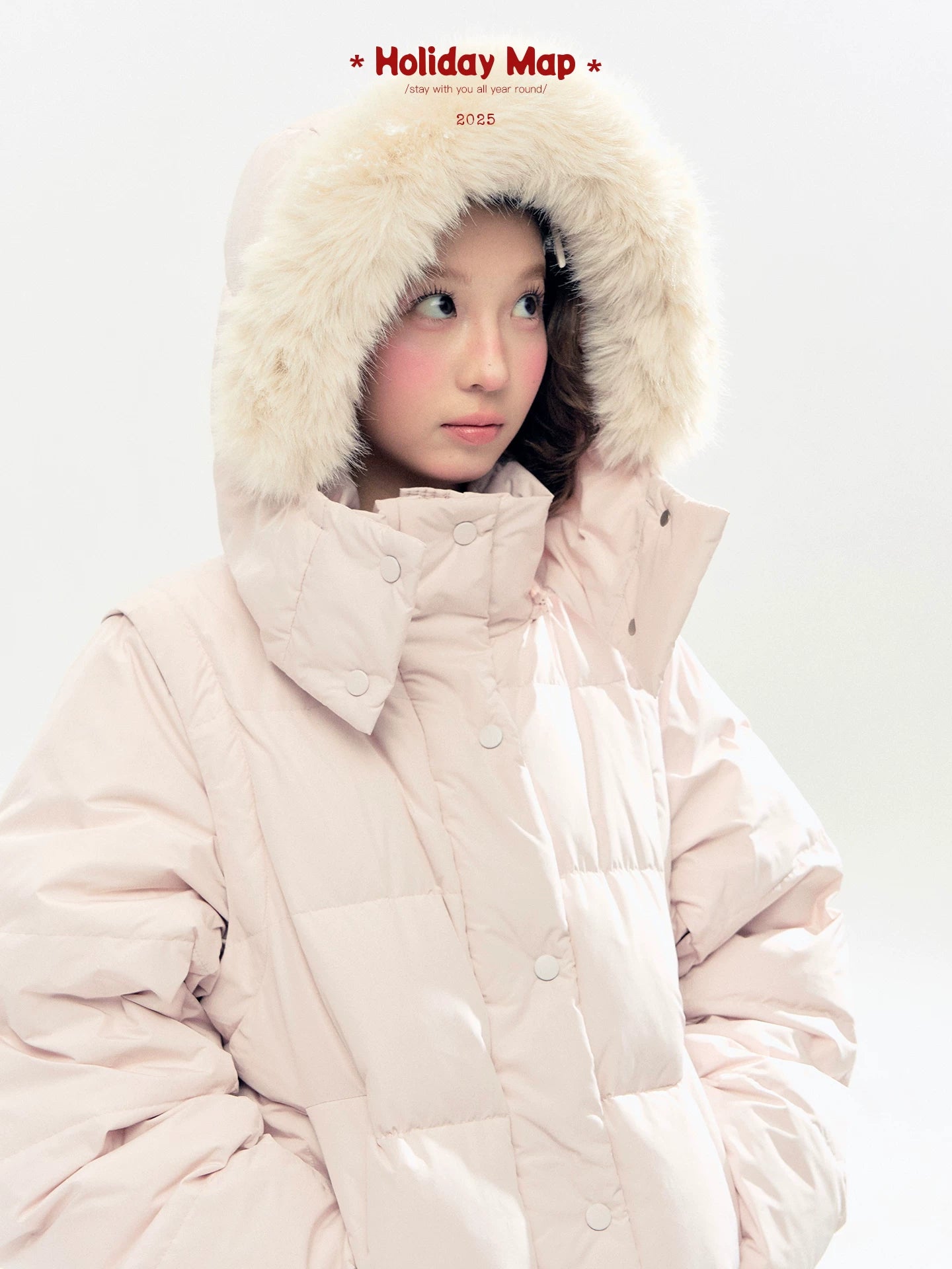 "Blush Cloud Haven" Misty Pink 2-Way Detachable Sleeve Down Jacket & Vest