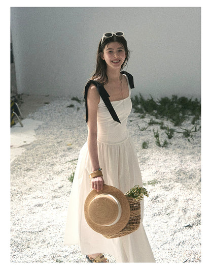 "Whispered Spring Midnight" Gardenia White Maxi Sundress 84545