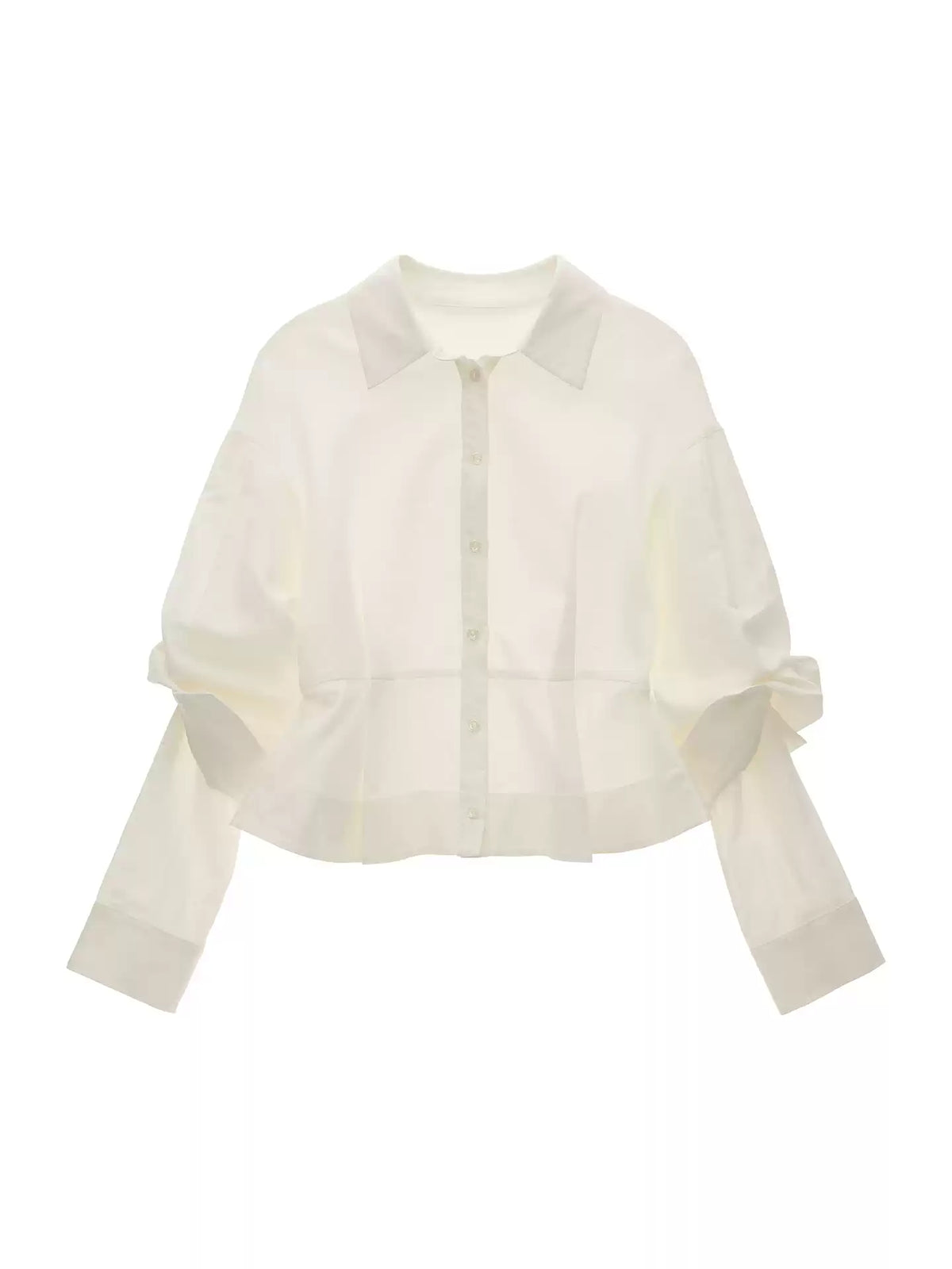 MAMC - White Linen Cotton Ruffle Hem Shirt with Layered Sleeves