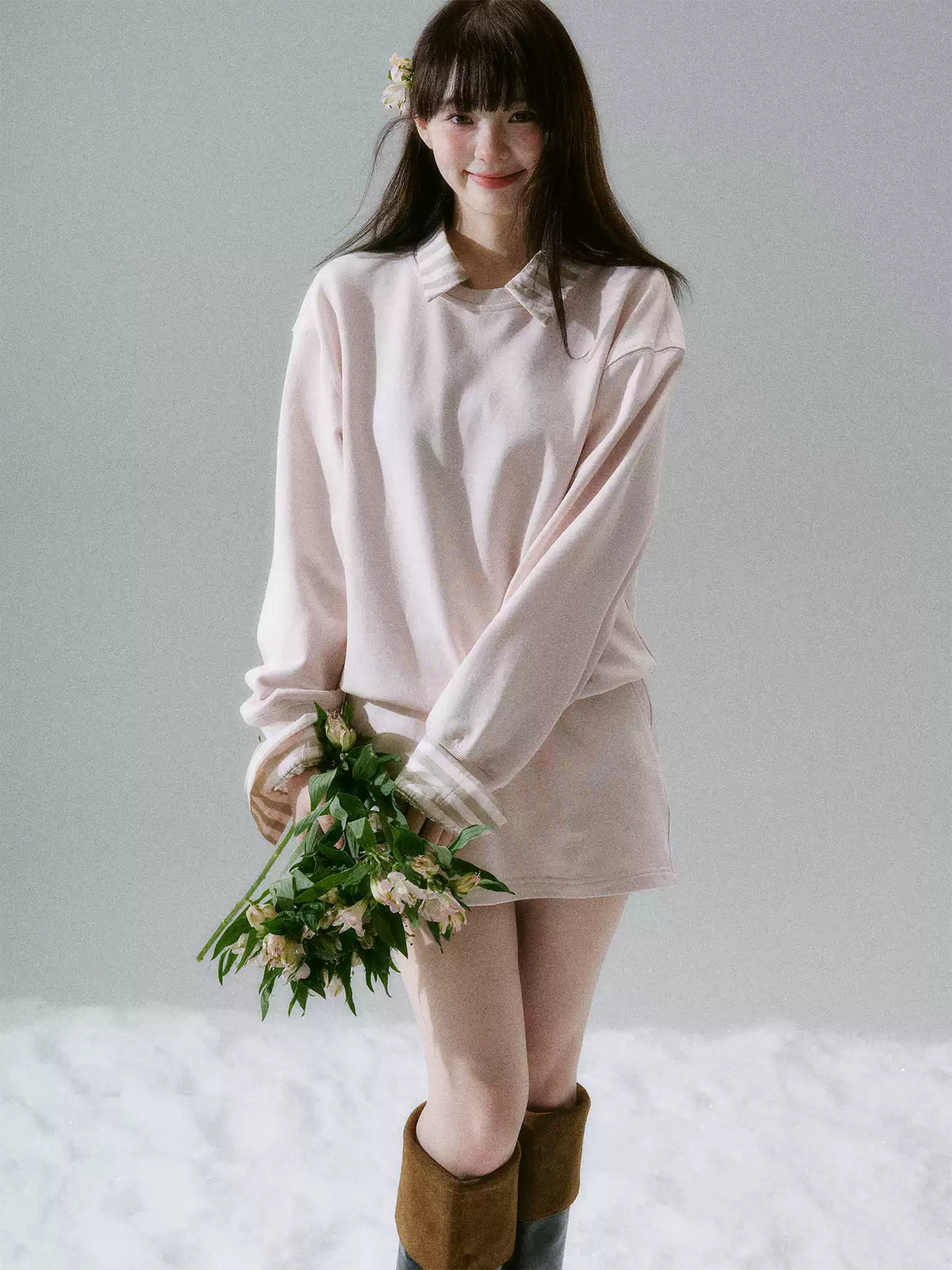 LOST FOREST - Radiant Seasons Japanese Collegiate Sweatshirt & Skirt Set – Pink