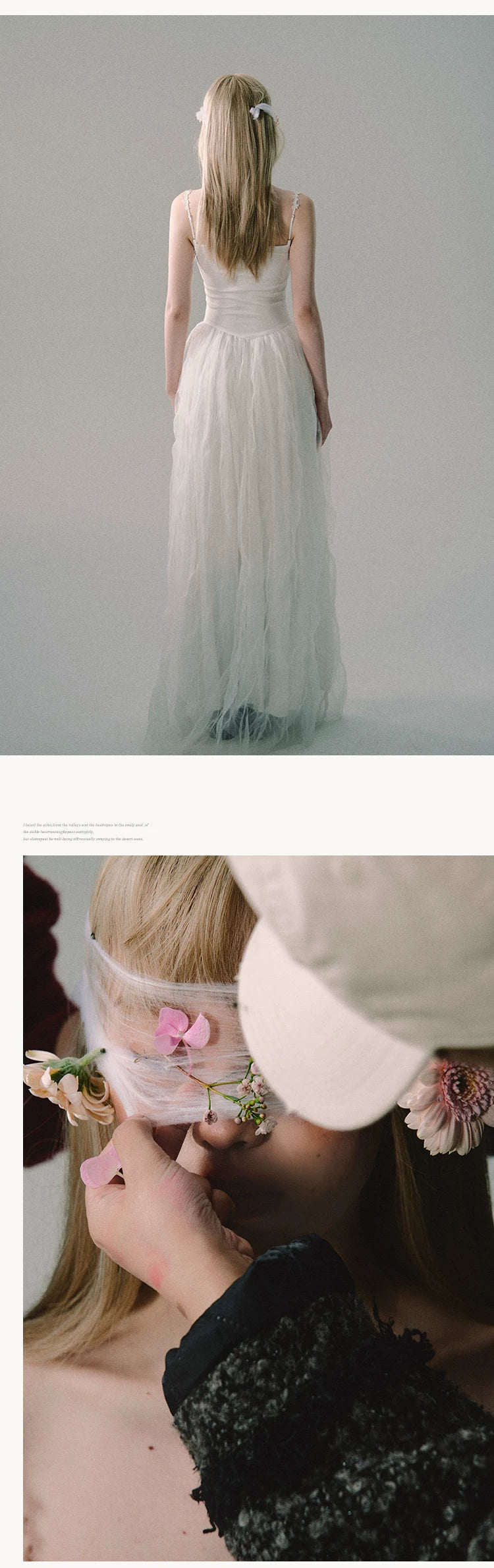 OAKMOO/ "Flowers in a Dream" Gardenia White Embroidered Mesh Maxi Dress