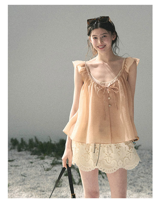 “Your Whisper” Lotus Mauve Babydoll Twinset Top
