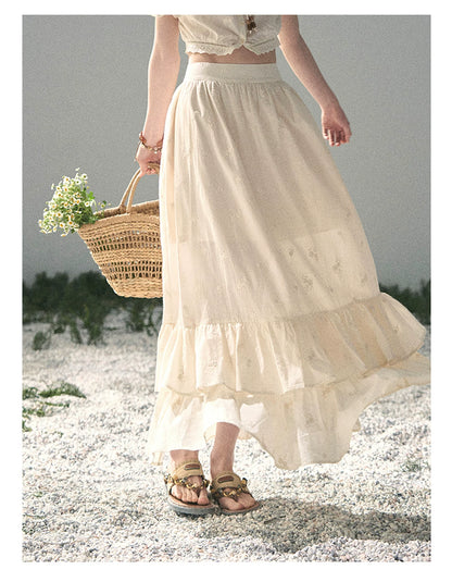 “Fallen Into the Garden” Dutch Cream Two-Piece Skirt Set 5635432