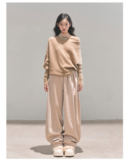 少也眼 “Soft Minimalism” Off-Shoulder Versatile Knit Top - Milk Tea Beige 6416515