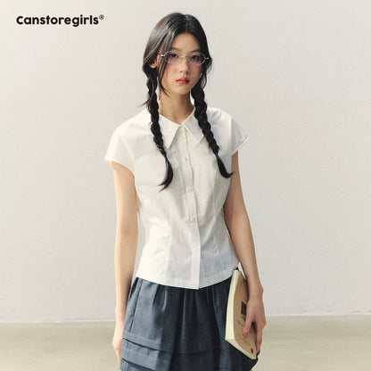 "White Letter from Her" Waist-Fit Classic White Shirt LL2026021