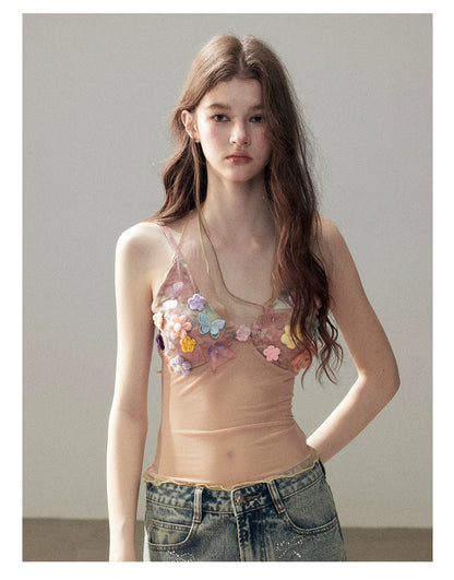 "Waiting for a Flower to Bloom" Lotus Pink Sheer Halter Crop Top