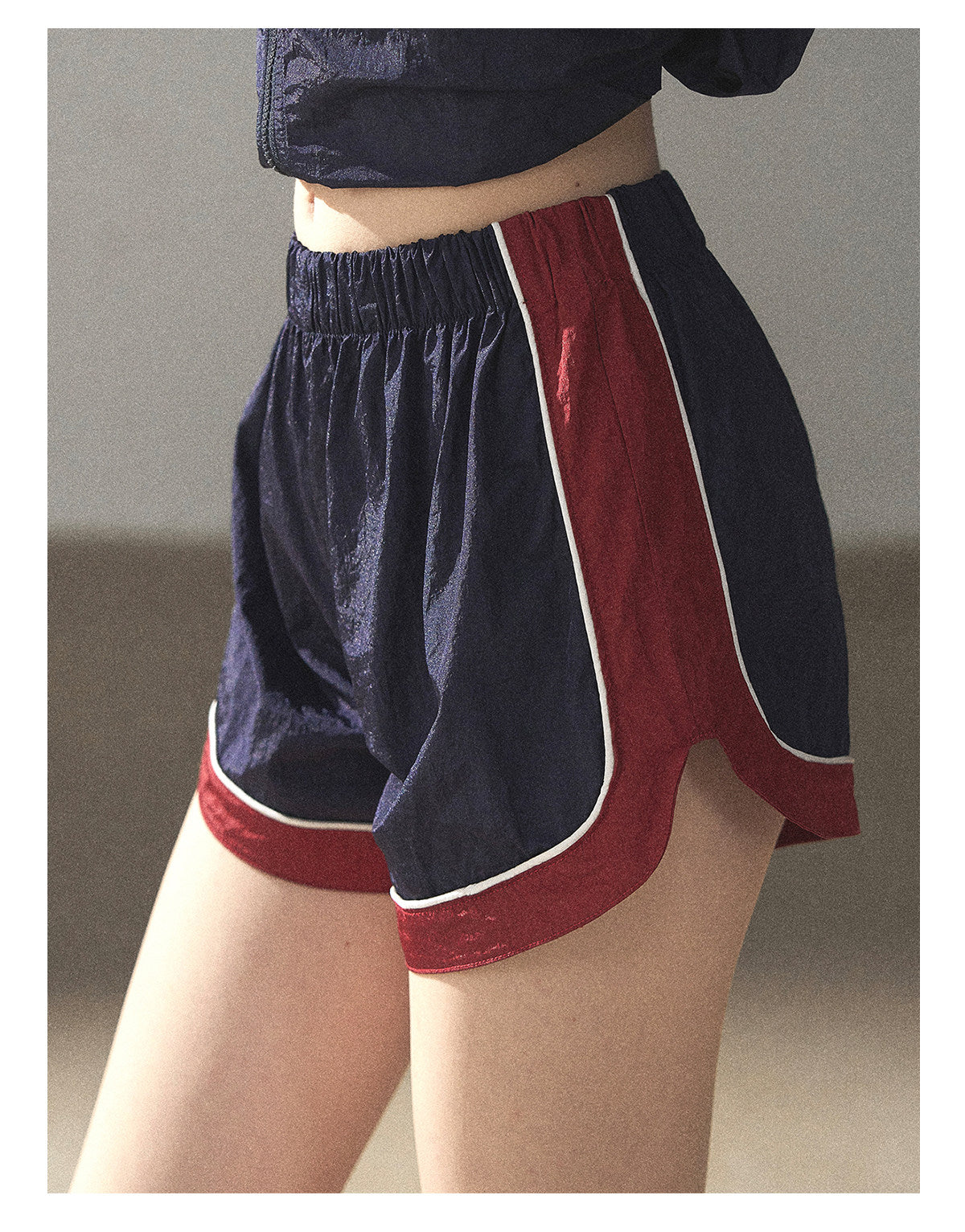 170726 "Keep Running" Navy Blue Retro Track Jacket & Shorts Set