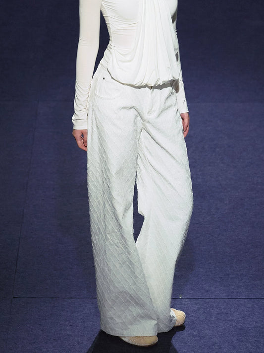 White High-Waisted Wide-Leg Cotton Jeans