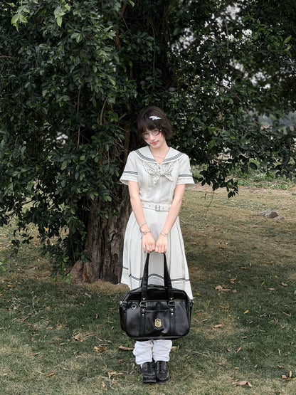 “Pearl Blossom” White Showa-Inspired Sailor Uniform Set