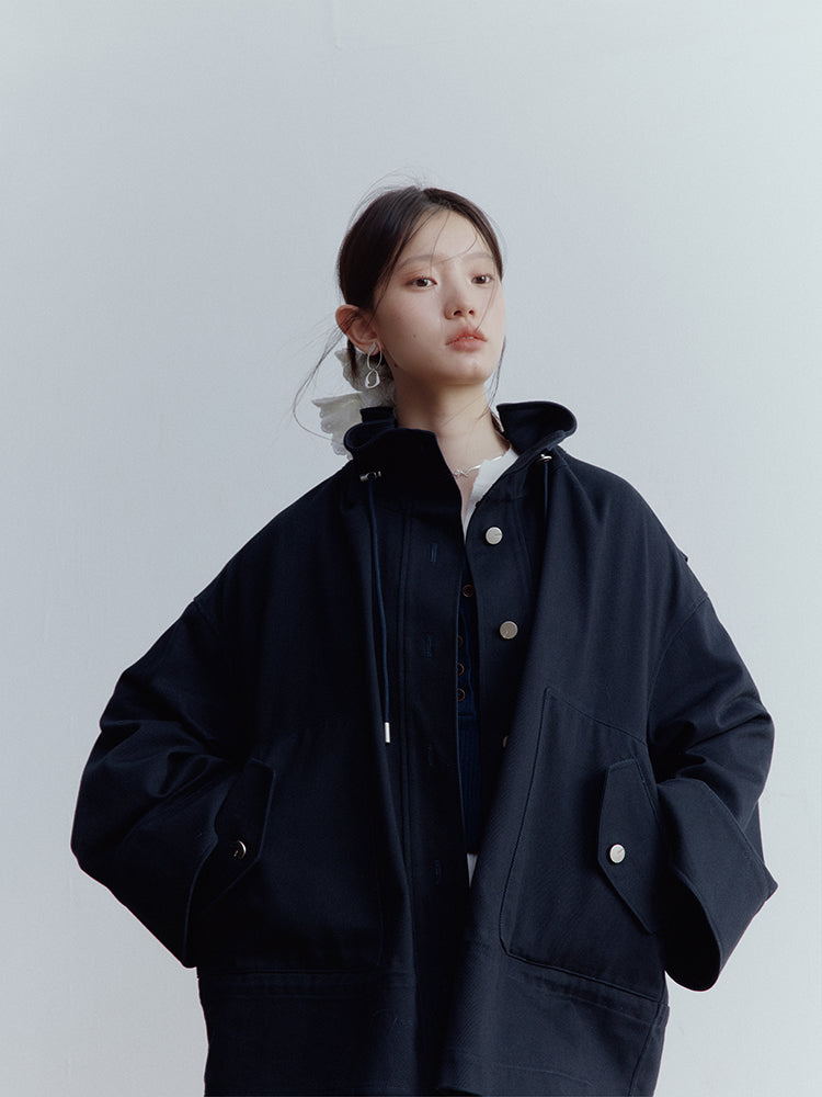 FUSSED Blues Prussian Blue Workwear Jacket – Dusky Blue Cotton FOF-25SS162