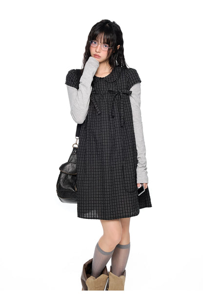 EZEK | Peter Pan Collar Gingham Shirt with Bubble Sleeves