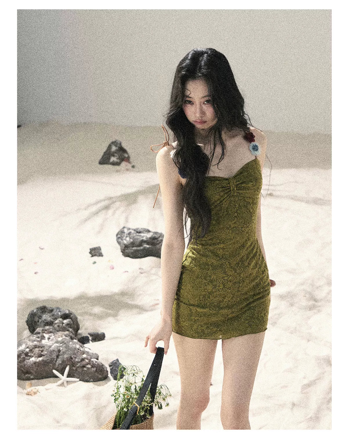 "Entwined Vines" Olive Mist Bodycon Dress & Cardigan Set 543648532