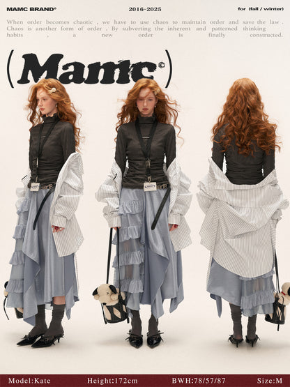 Aurora Layered Asymmetrical Midi Skirt WE847 (Ice Blue)