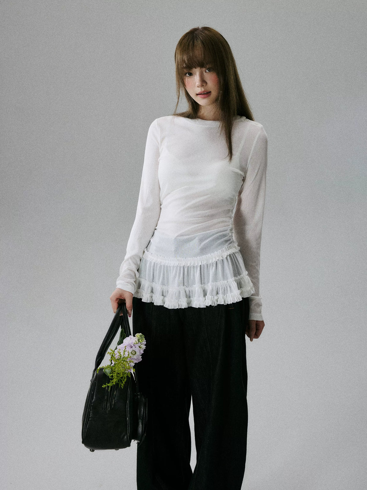 LOST FOREST - White Sheer Lyocell Layering Top