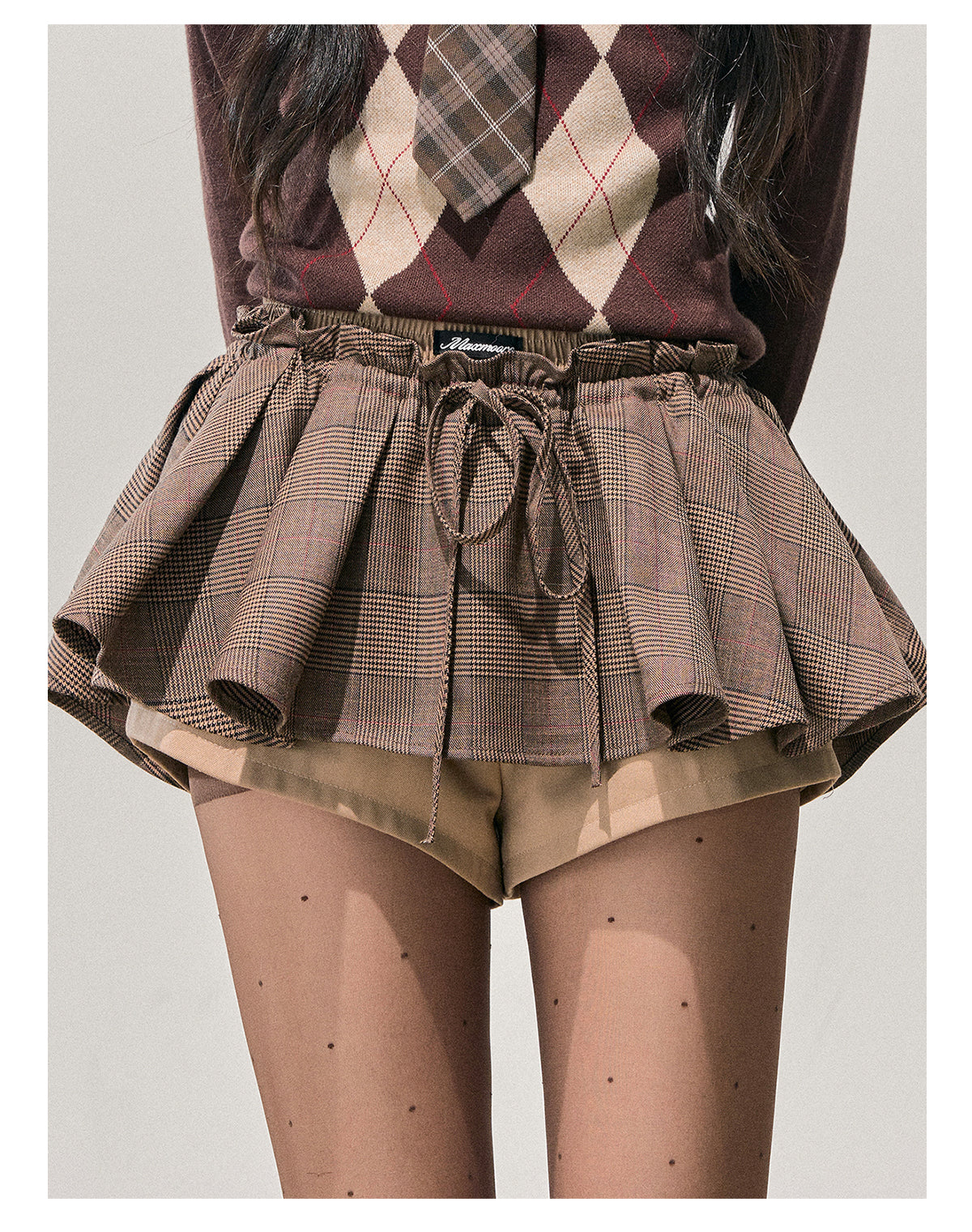 少也眼 “Annie's Waltz” Vintage Preppy A-Line Mini Skirt - Coffee Brown 1645635