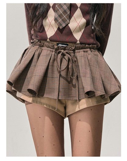 少也眼 “Annie's Waltz” Vintage Preppy A-Line Mini Skirt - Coffee Brown 1645635