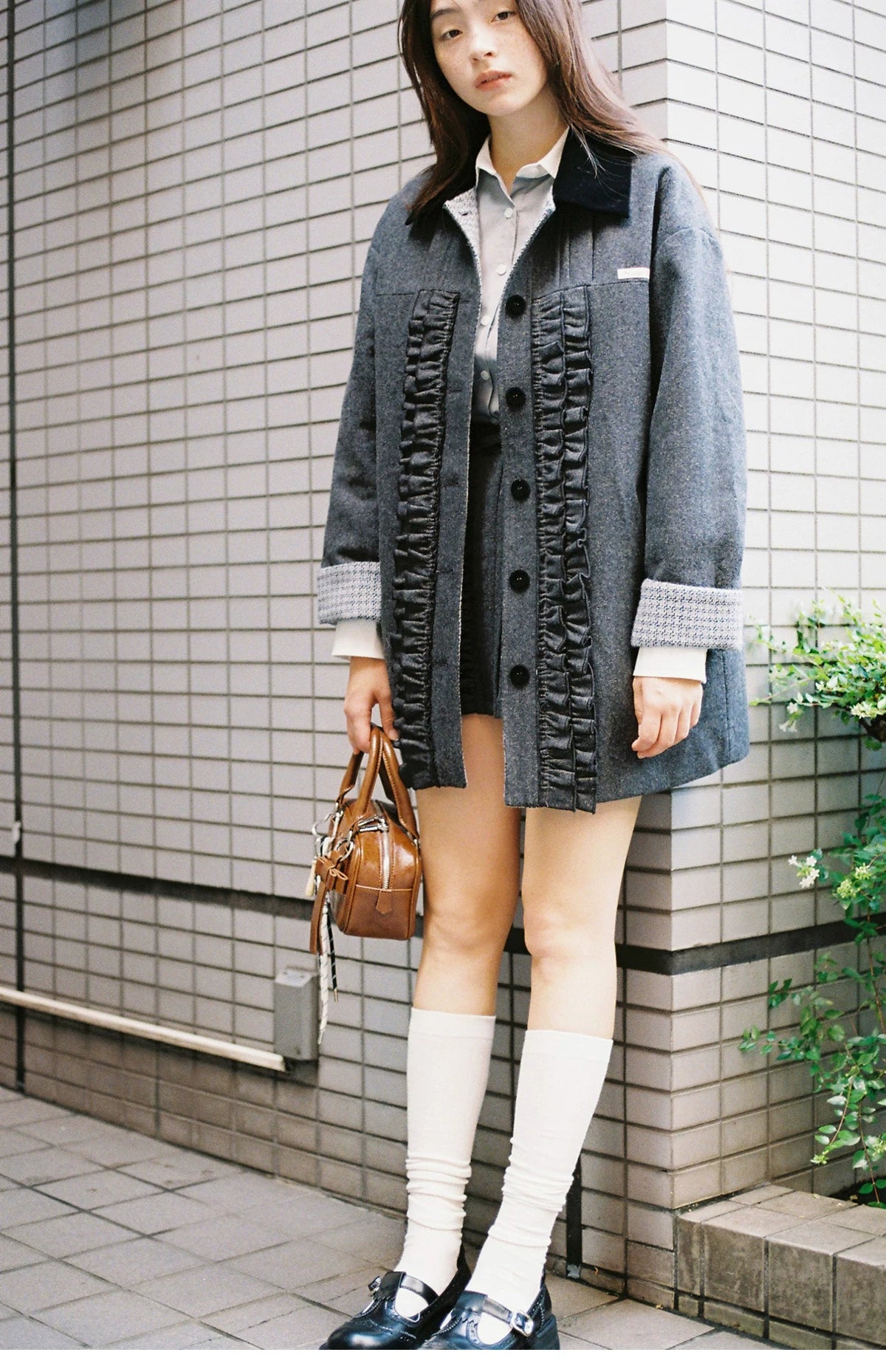 SunsetPark - Intellectual Gray Wool-Blend Herringbone Coat (Intellectual Gray / Khaki Houndstooth)