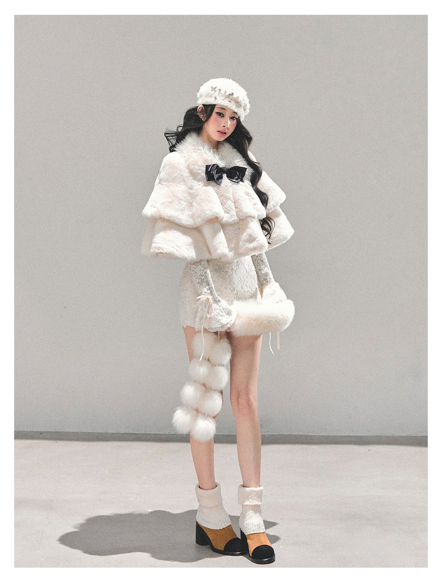 少也眼 “When the First Snow Falls" Plush Winter Cape Coat