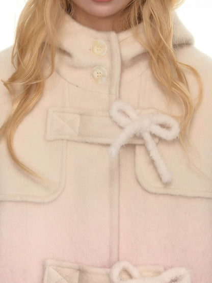 YEDM - Pink Gradient Hooded Wool Coat
