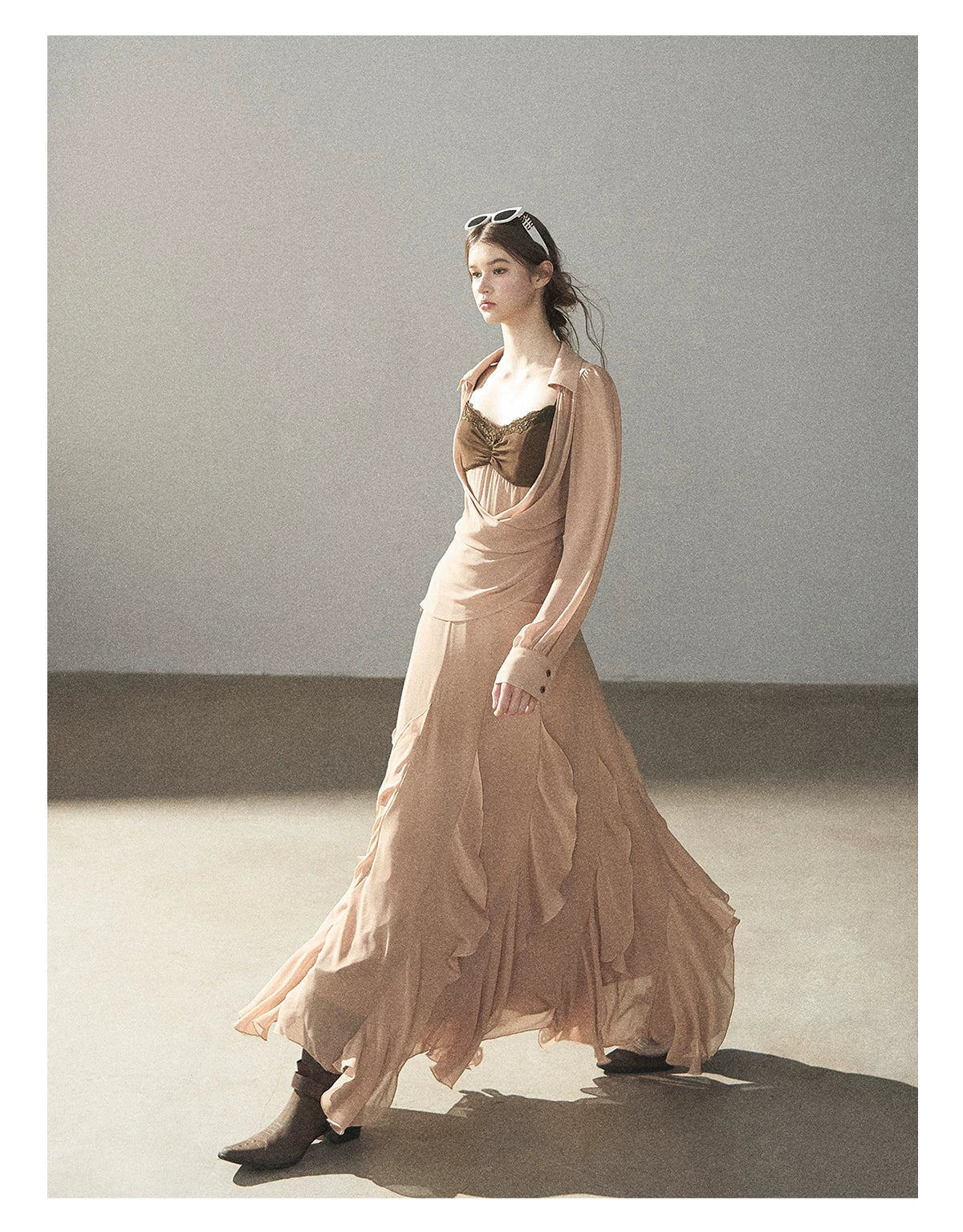 AOMALM - "The Next Fallen Leaf" Cinnamon Pink 2-Piece Set (Shirt / Cami Dress)