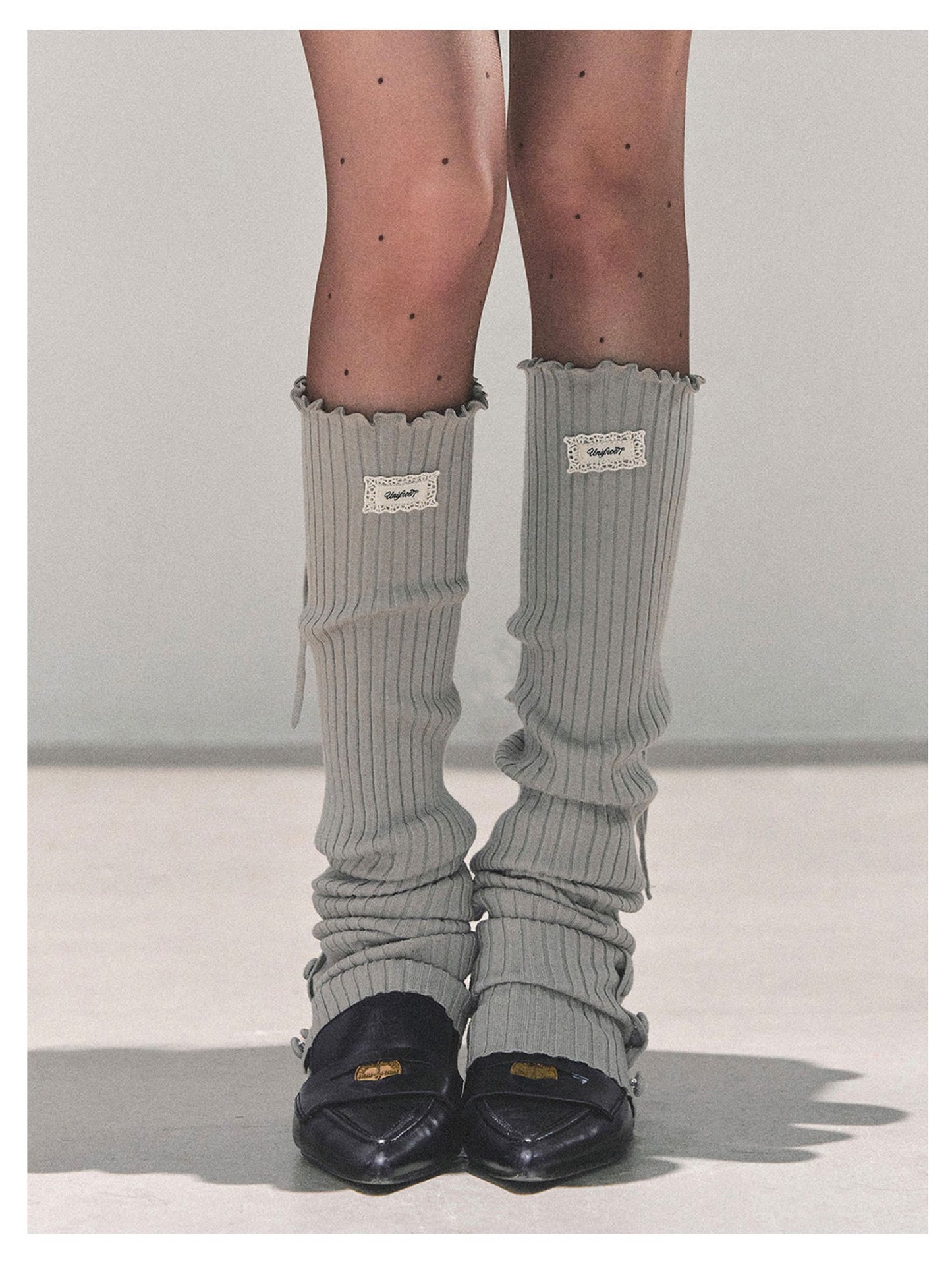 少也眼 “Whispered Warmth" Knit Winter Leg Warmers - Gray