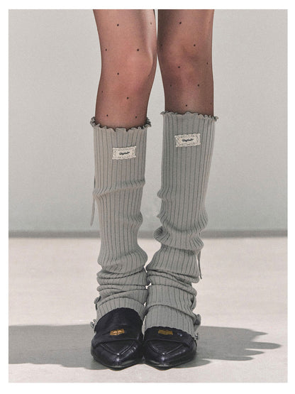 少也眼 “Whispered Warmth" Knit Winter Leg Warmers - Gray