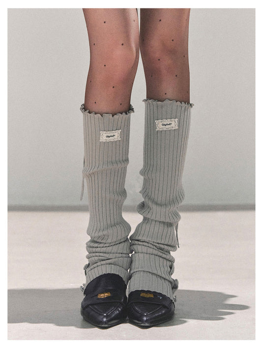 少也眼 “Whispered Warmth" Knit Winter Leg Warmers - Gray