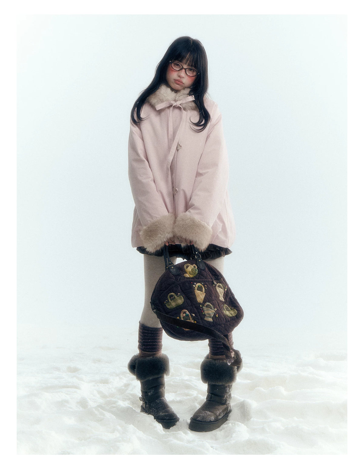 Horridale - Blue Bud-Shaped Faux Fur Collar Parka Down Jacket