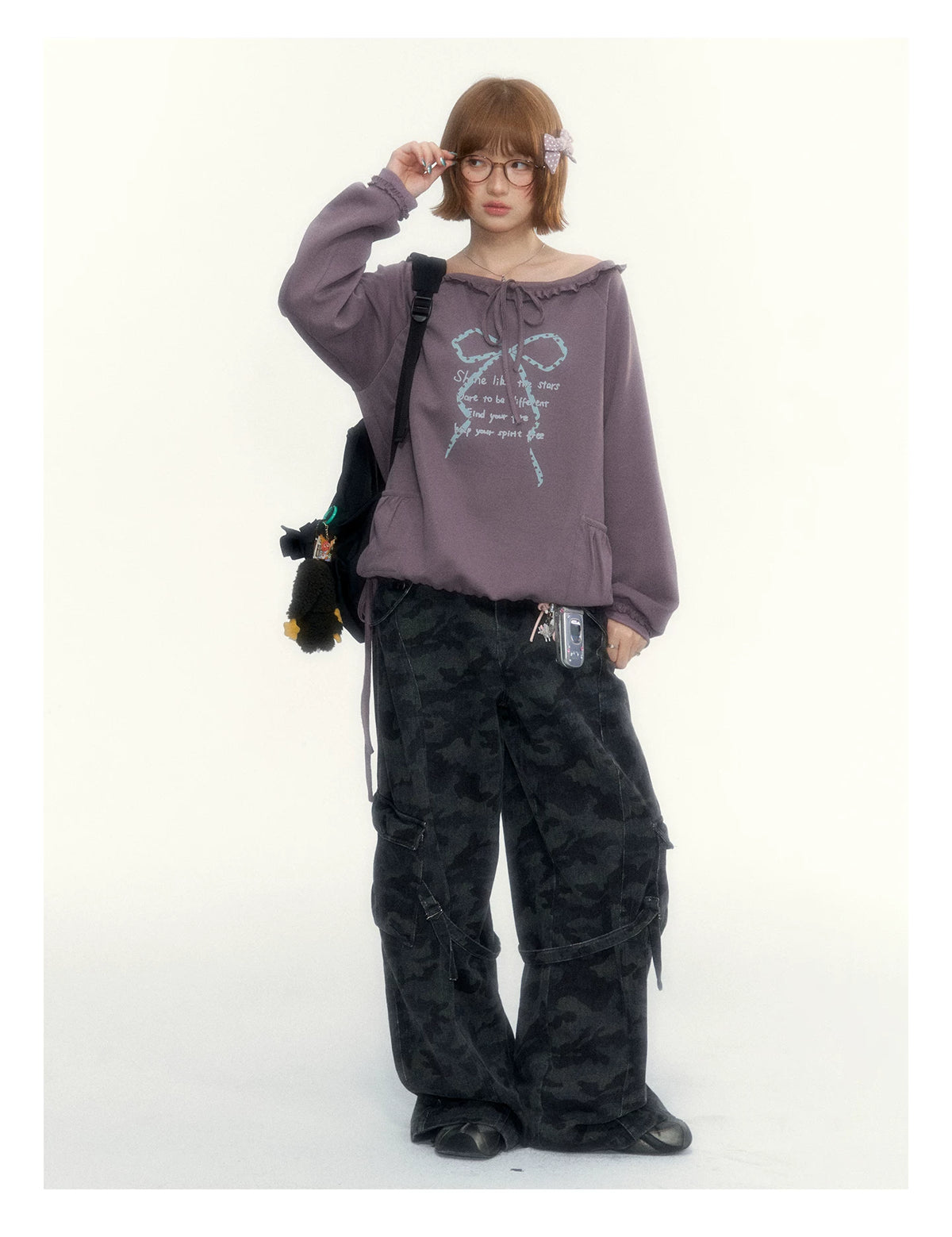 Camouflage Washed Wide-Leg Utility Pants