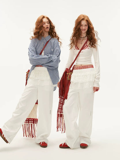 MAMC - White Ballet Layered Wide-Leg Pants