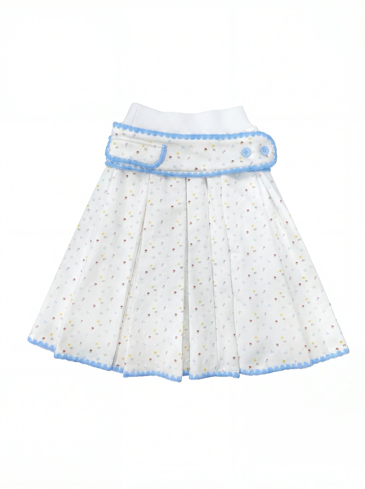 “Snow Bunny Reverie” Ivory Rabbit Ear Hoodie & Floral Pleated Mini Skirt