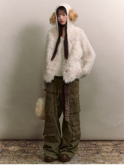 Soote Season - Korean Cloud Mist White Curly Faux-Fur Vest