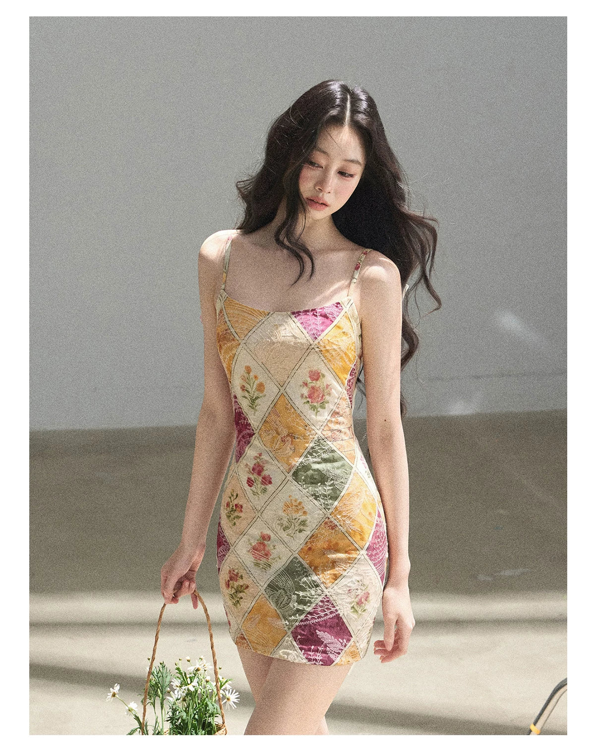 "In Her Lingering Gaze" Van Dyke Brown Floral Cami Bodycon Mini Dress