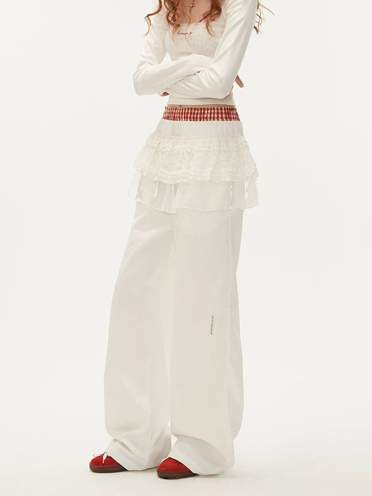 MAMC - White Ballet Layered Wide-Leg Pants