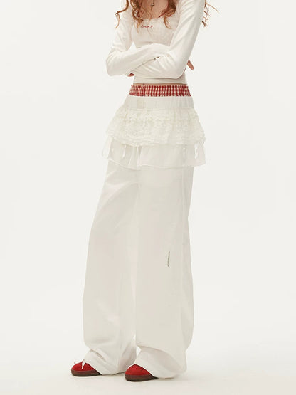 MAMC - White Ballet Layered Wide-Leg Pants