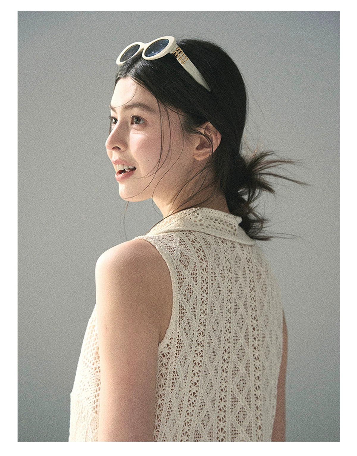 “Summer Breeze Kissing the Hem” Ivory Lace Layered Sleeveless Top
