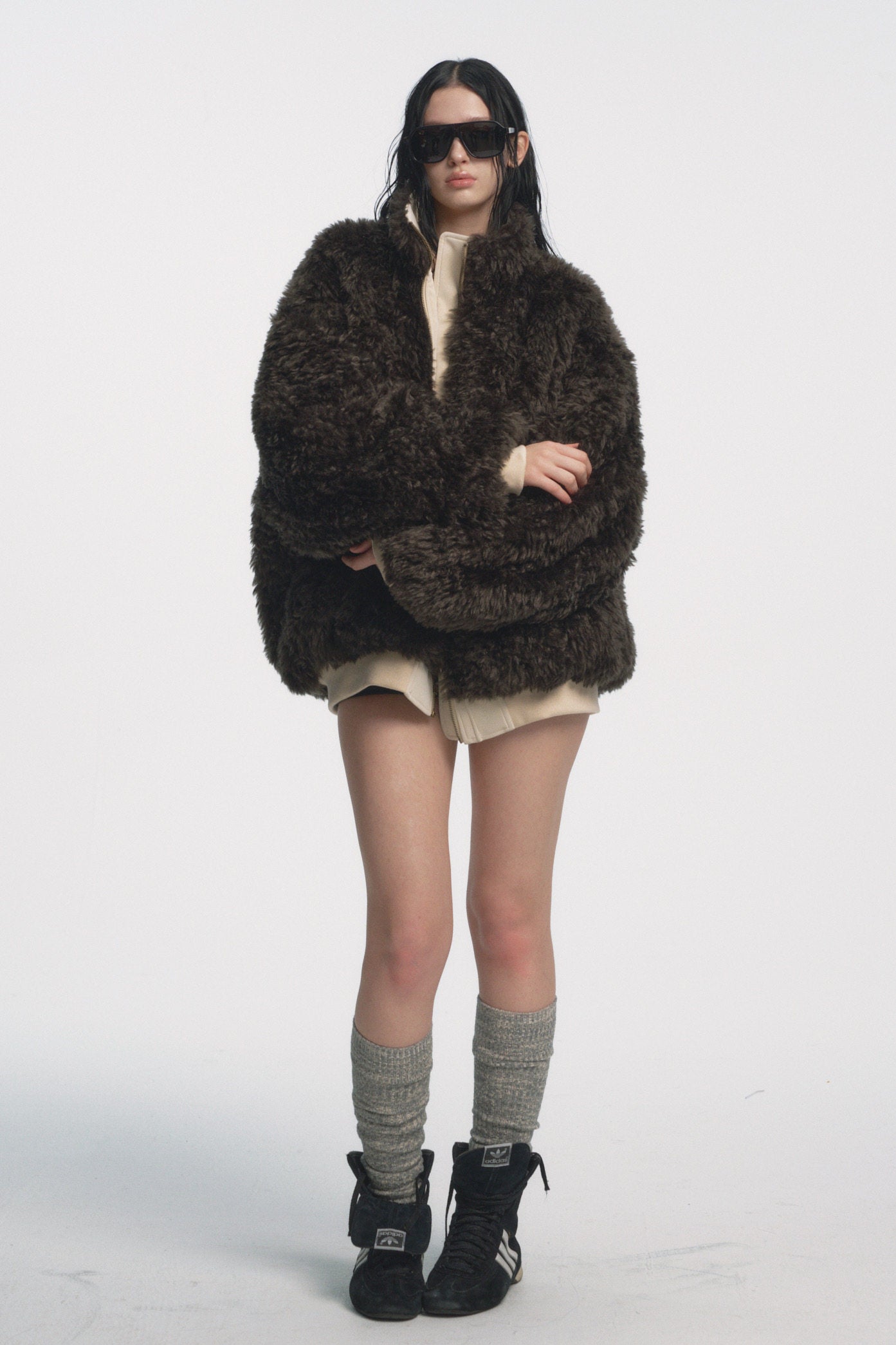 Muirgen - Ivory Reversible Faux Suede Shearling Jacket