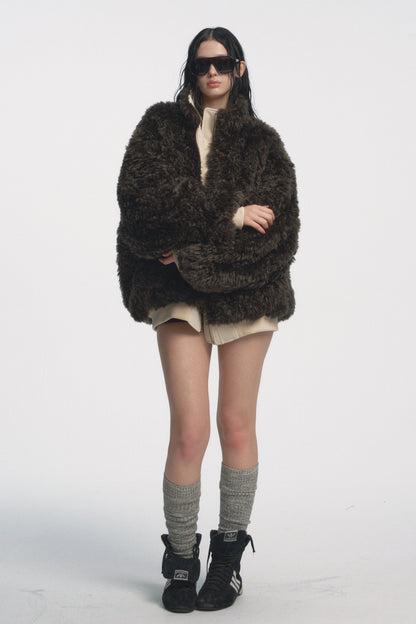 Muirgen - Ivory Reversible Faux Suede Shearling Jacket