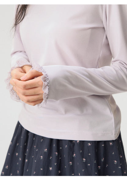 [CAN] “Rose in Bloom” Lavender Knit Cardigan & Floral Skirt 3-Piece Set