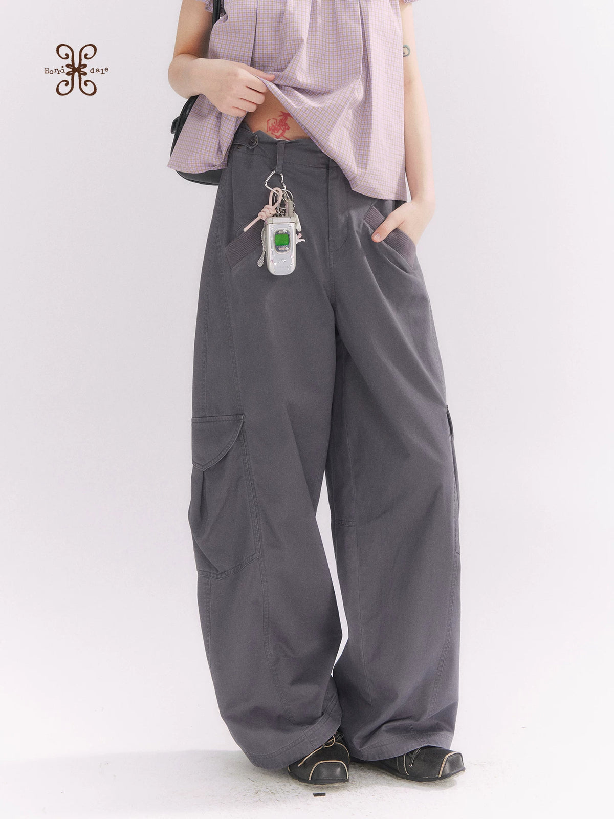 “Pear Shape Genius” Dusty Mauve Washed Cotton Cargo Pants