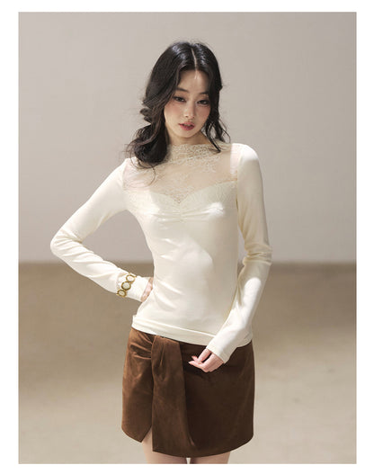 170726 "A Whisper Against the Skin" Cream Beige Lace Top